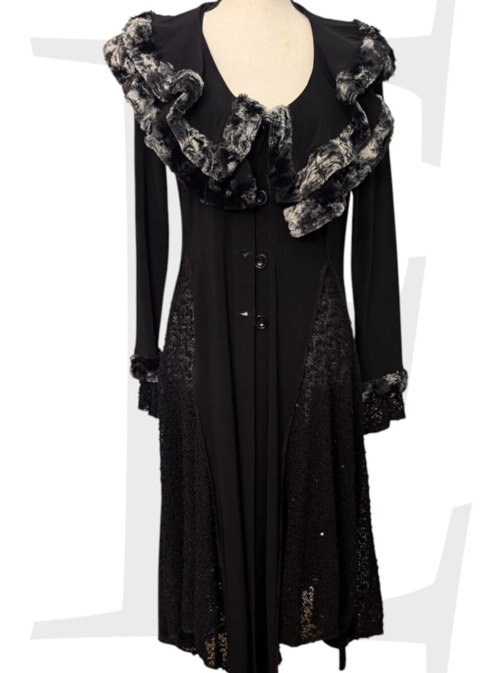 Rabbit Fur, Rayon, and Lace Cardigan by Joseph Ribkoff